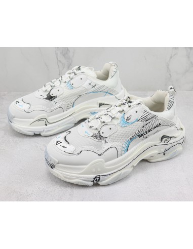 Balenciaga Triple S White Drawing